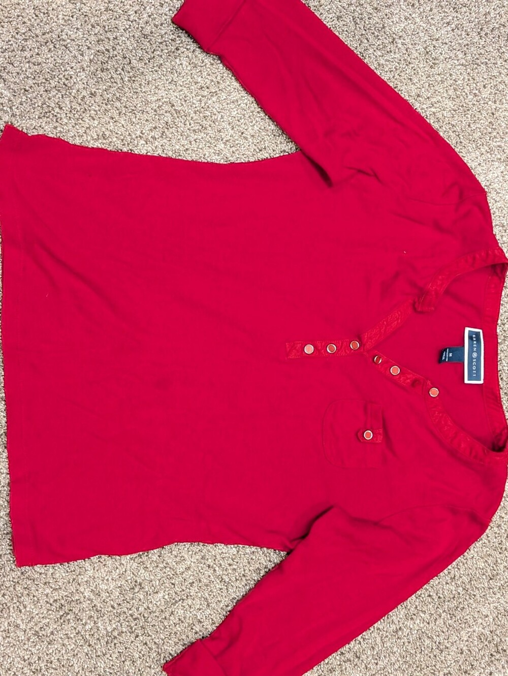 Karen Scott, Size Medium Red 3/4 Sleeve Tee